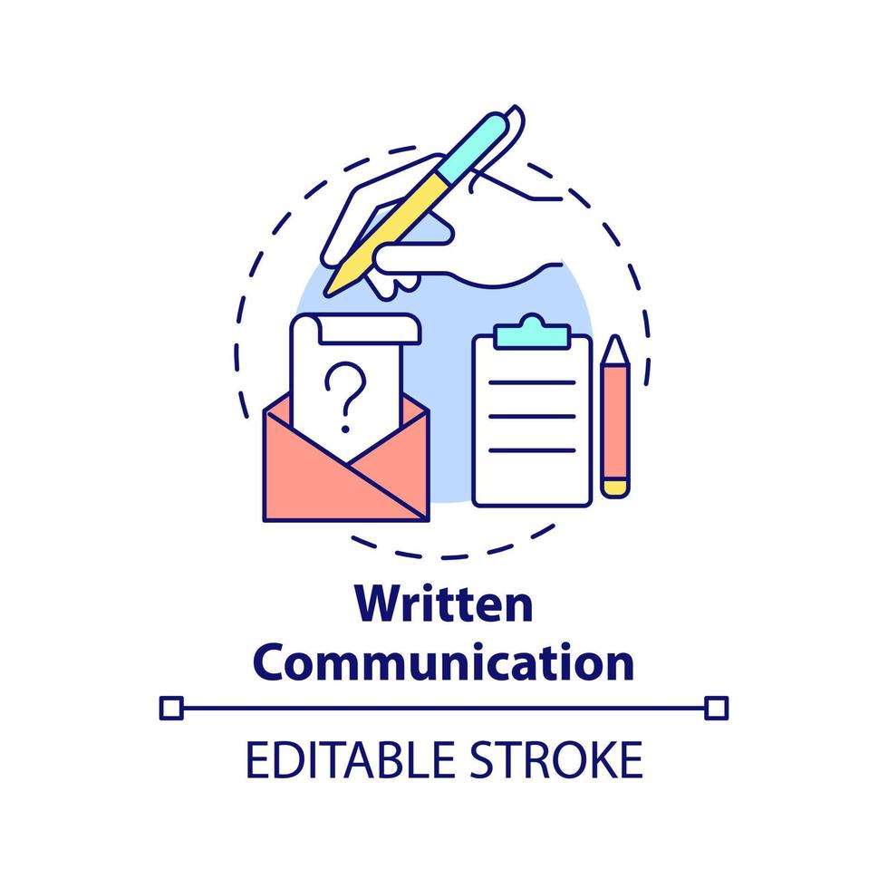 Written communication concept icon. Interaction type abstract idea thin line illustration. Business letters and messages. Isolated outline drawing. Editable stroke. vector