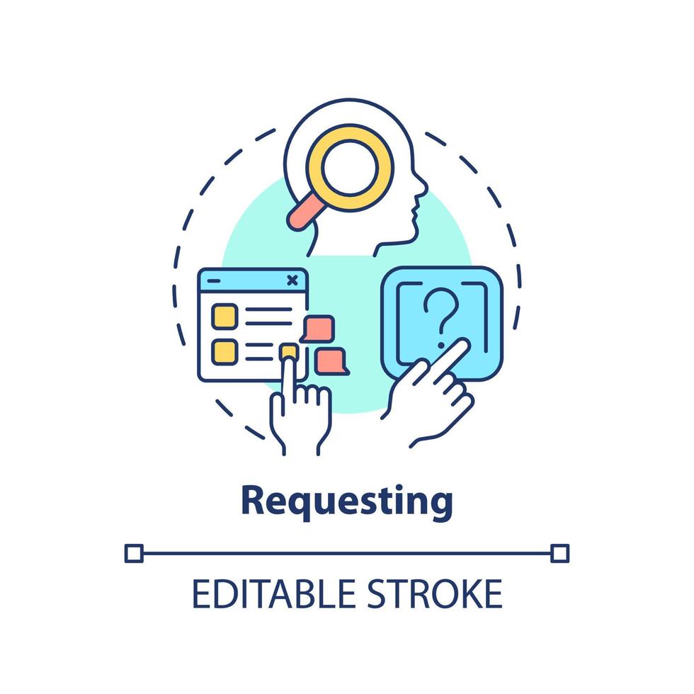 Requesting concept icon. Communication function abstract idea thin line illustration. Gain attention. Ask for permission. Isolated outline drawing. Editable stroke. vector