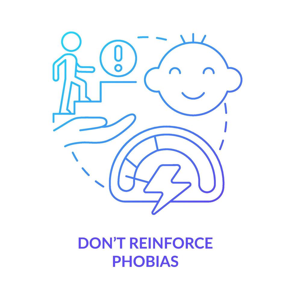 Do not reinforce phobias blue gradient concept icon. Help kid to overcome fear. Helping child abstract idea thin line illustration. Isolated outline drawing. vector