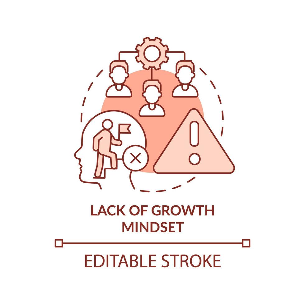 Lack of growth mindset terracotta concept icon. Challenge in innovation management abstract idea thin line illustration. Isolated outline drawing. Editable stroke. vector