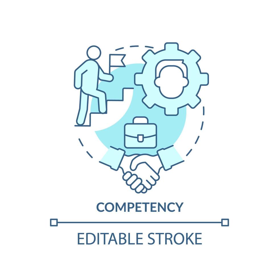 Competency turquoise concept icon. Pillar of innovation management abstract idea thin line illustration. Employee skills. Isolated outline drawing. Editable stroke. vector
