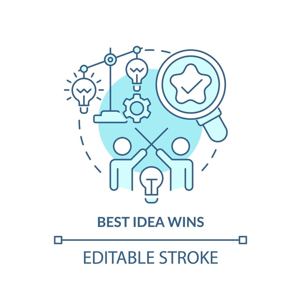 Best idea wins turquoise concept icon. Cultural aspect abstract idea thin line illustration. Making better decisions. Isolated outline drawing. Editable stroke. vector