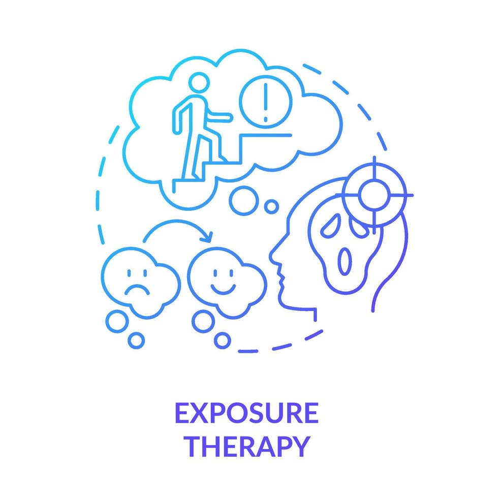 Exposure therapy blue gradient concept icon. Change and manage fear reaction. Anxiety disorder. Treatment abstract idea thin line illustration. Isolated outline drawing. vector