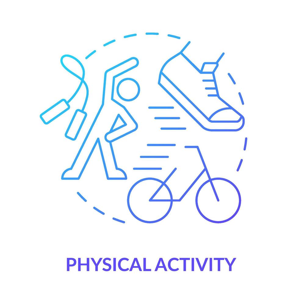 Physical activity blue gradient concept icon. Reducing stress and anxiety. Overcome fears. Treatment abstract idea thin line illustration. Isolated outline drawing. vector