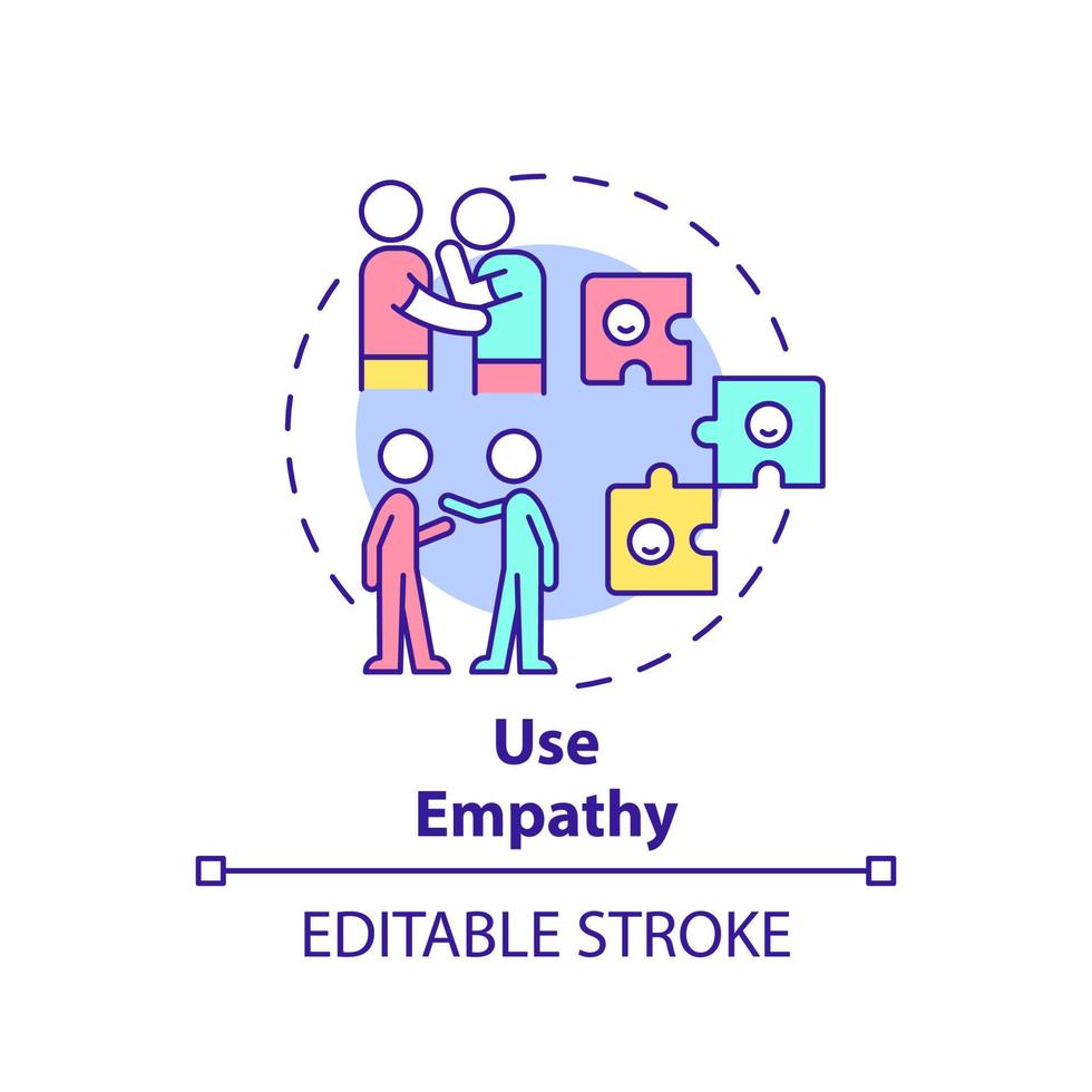 Use empathy concept icon. Developing emotional awareness abstract idea thin line illustration. Empathetic listener. Isolated outline drawing. Editable stroke. vector