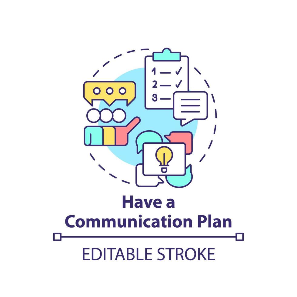 Have communication plan concept icon. Project communication management abstract idea thin line illustration. Define goals. Isolated outline drawing. Editable stroke. vector