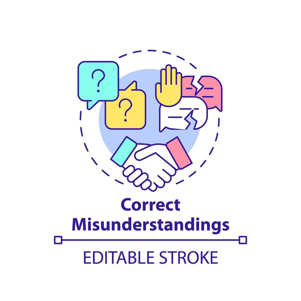 Correct misunderstandings concept icon. Increasing emotional intelligence abstract idea thin line illustration. Isolated outline drawing. Editable stroke. vector