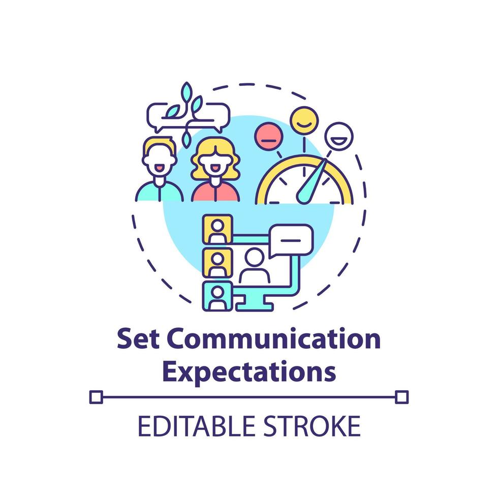 Set communication expectations concept icon. Effective communication management abstract idea thin line illustration. Isolated outline drawing. Editable stroke. vector