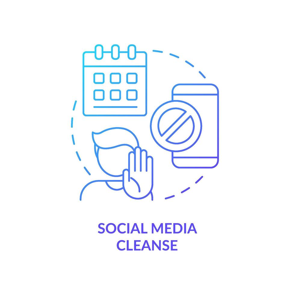 Social media cleanse blue gradient concept icon. Take pause. Way to break social networks addiction abstract idea thin line illustration. Isolated outline drawing. vector