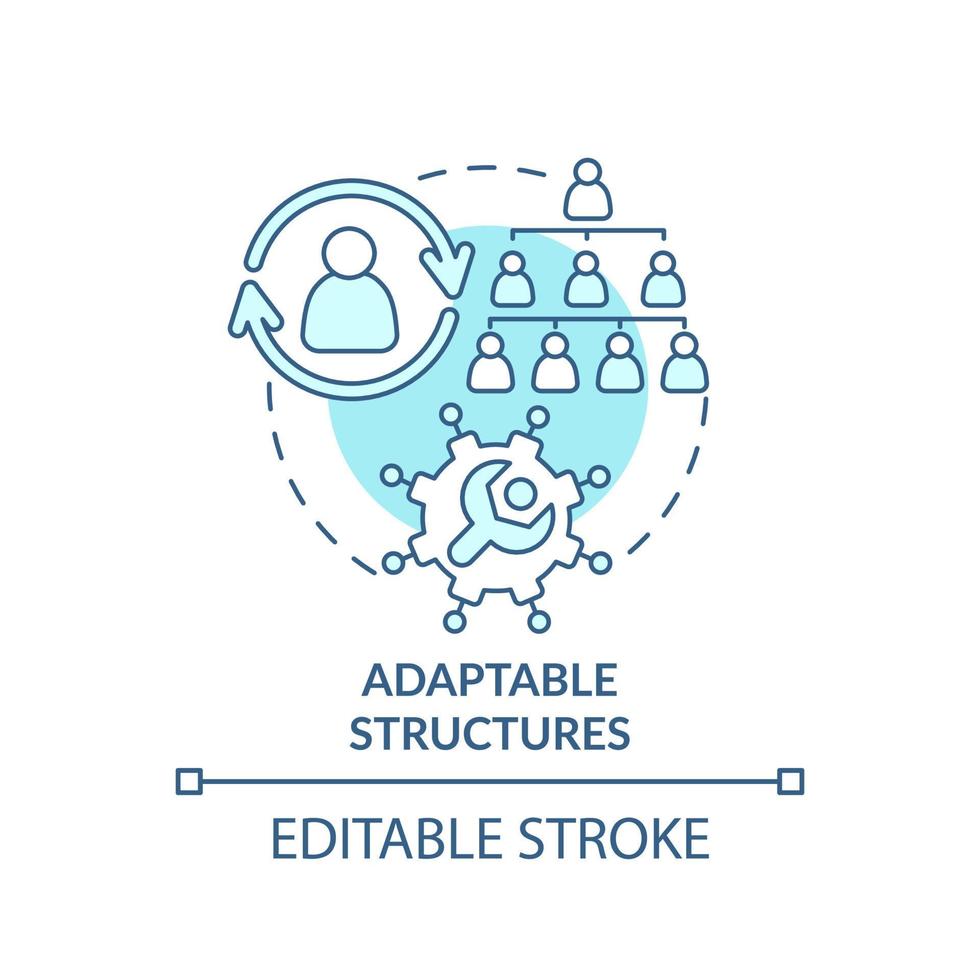 estructuras adaptables icono de concepto turquesa. principio para gestionar la innovación idea abstracta ilustración de línea delgada. dibujo de contorno aislado. trazo editable. vector