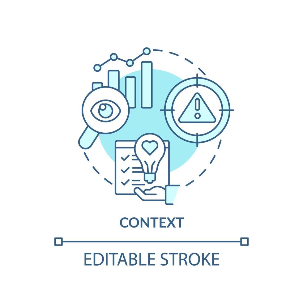 Context turquoise concept icon. Innovation management abstract idea thin line illustration. Identifying opportunities. Isolated outline drawing. Editable stroke. vector