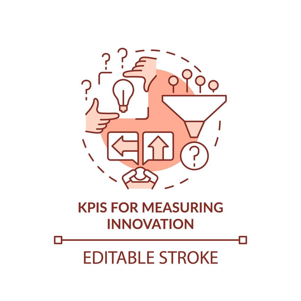 KPIs for measuring innovation terracotta concept icon. Innovation management barrier abstract idea thin line illustration. Isolated outline drawing. Editable stroke. vector