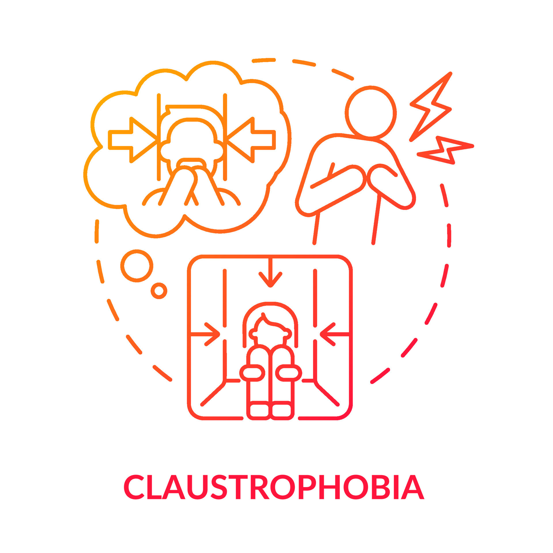 Claustrophobia red gradient concept icon. Fear of enclosed spaces