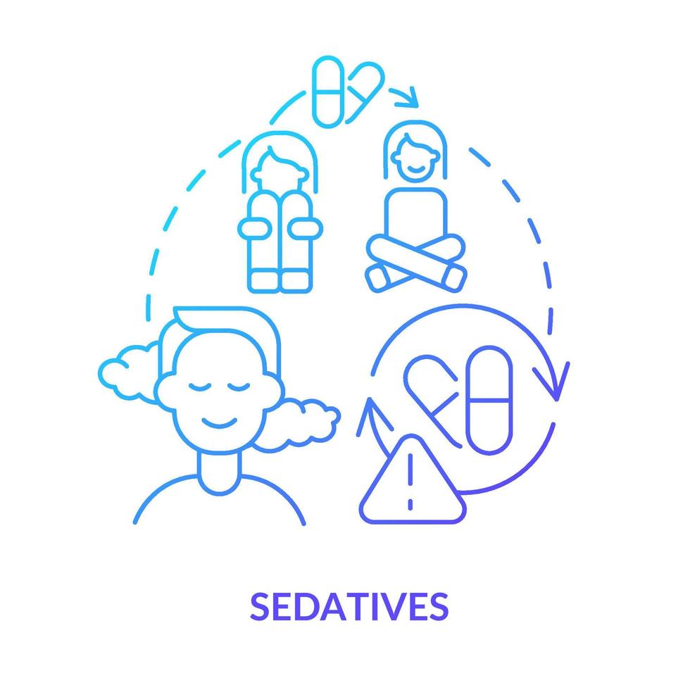 Sedatives blue gradient concept icon. Medications reducing irritability. Phobias treatment abstract idea thin line illustration. Isolated outline drawing. vector
