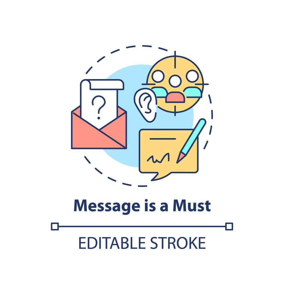 Message is must concept icon. Characteristic of communication abstract idea thin line illustration. Written content. Isolated outline drawing. Editable stroke. vector