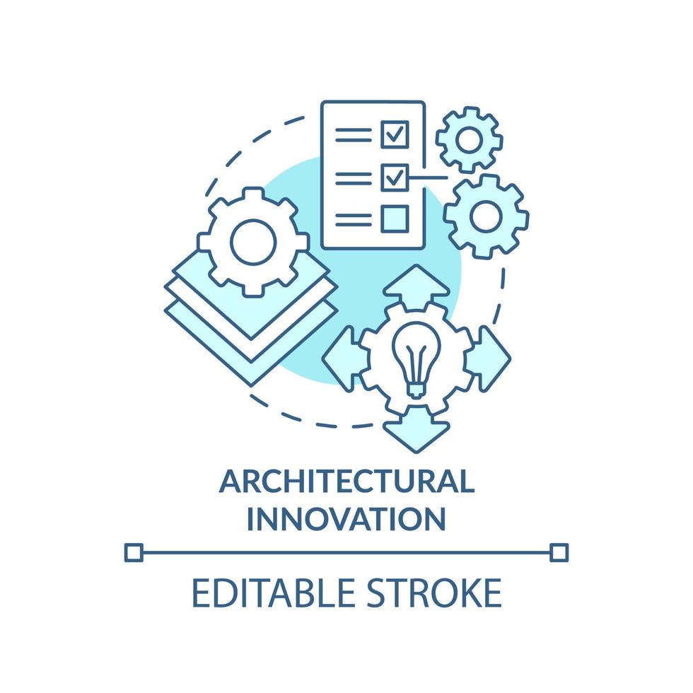 Architectural innovation turquoise concept icon. Innovation type in entrepreneurship abstract idea thin line illustration. Isolated outline drawing. Editable stroke. vector