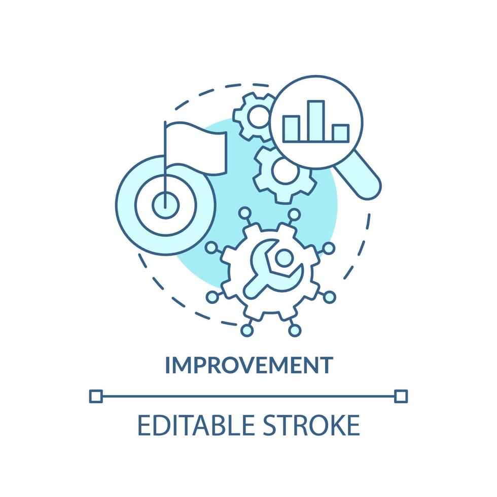 Improvement turquoise concept icon. Innovation management abstract idea thin line illustration. Products, processes. Isolated outline drawing. Editable stroke. vector