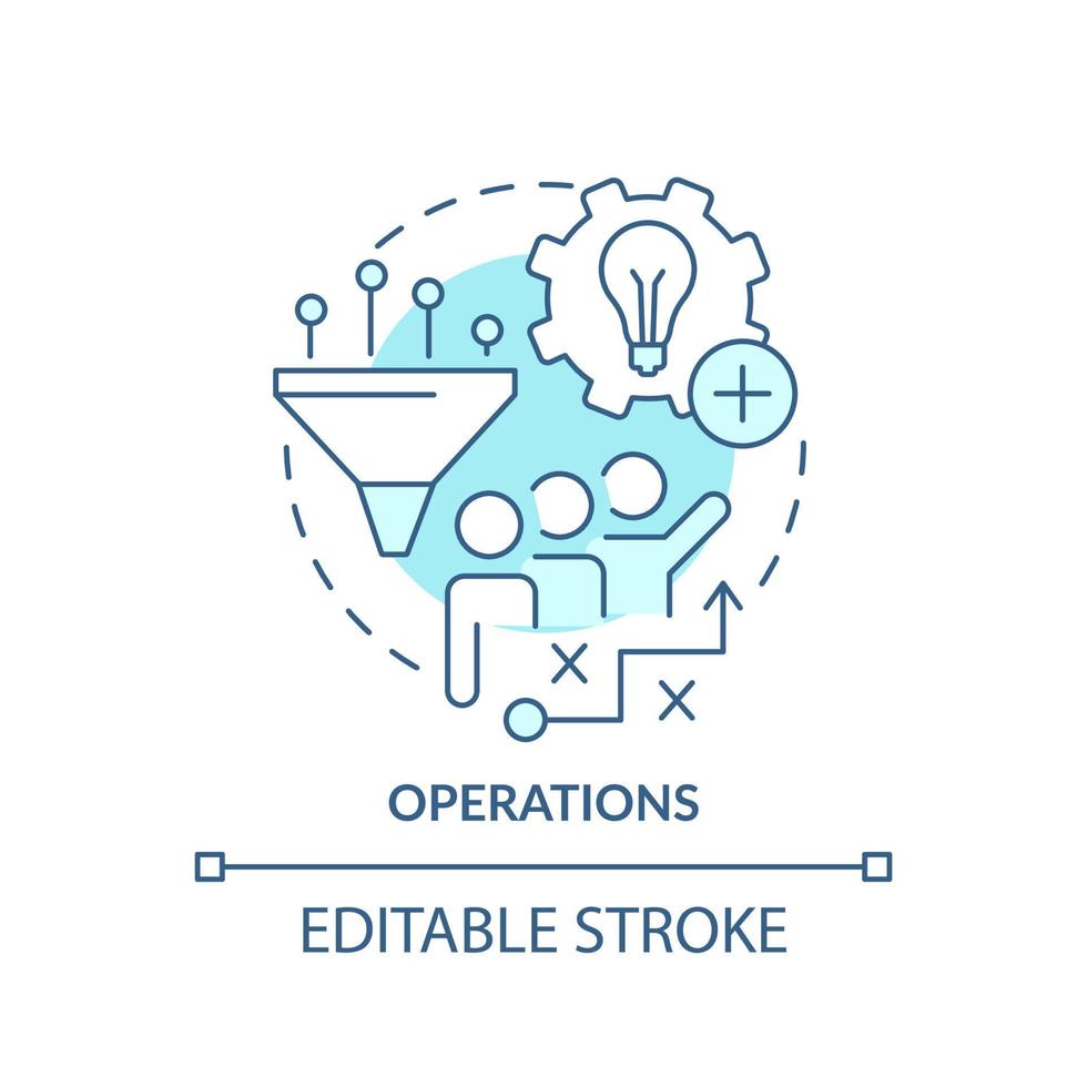 Operations turquoise concept icon. Innovation management abstract idea thin line illustration. Innovative activities. Isolated outline drawing. Editable stroke. vector