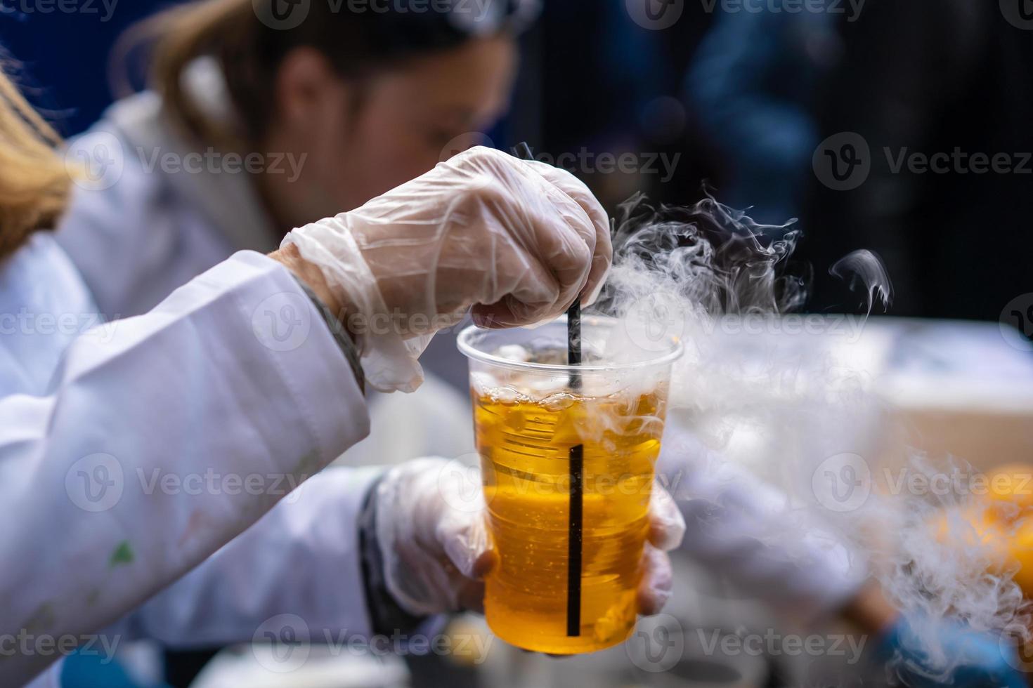 Multicolored alcoholic and non-alcoholic cocktails with straws photo