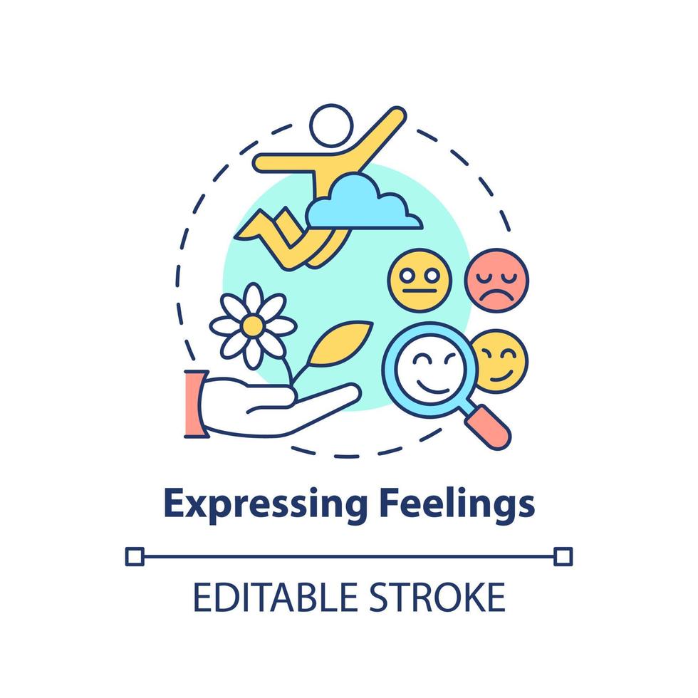 Expressing feelings concept icon. Functional communication abstract idea thin line illustration. Share emotional attitude. Isolated outline drawing. Editable stroke. vector