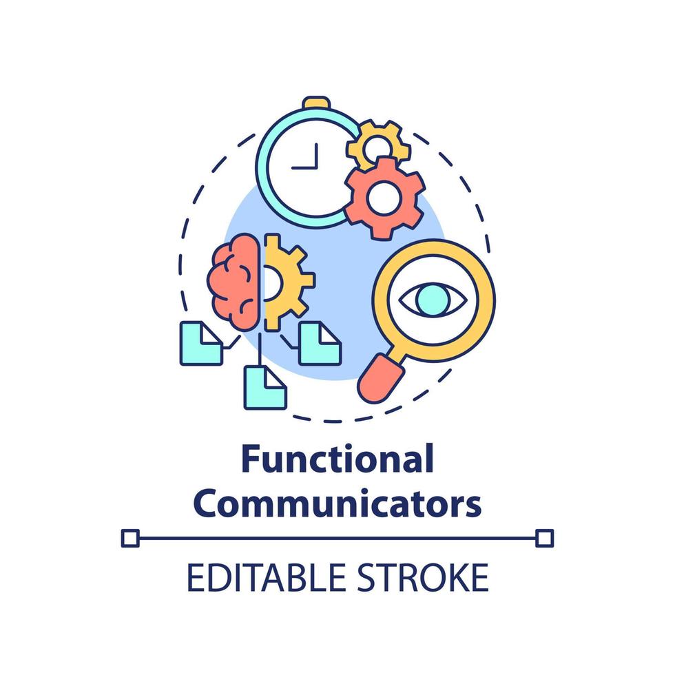 Functional communicators concept icon. Communication style abstract idea thin line illustration. Strategies and plans. Isolated outline drawing. Editable stroke. vector