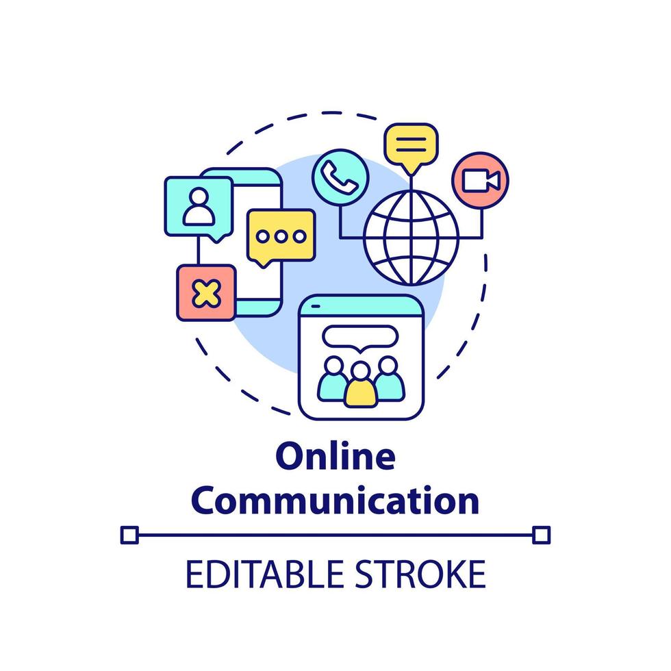 Online communication concept icon. Social media abstract idea thin line illustration. Text messaging. Communication form. Isolated outline drawing. Editable stroke. vector