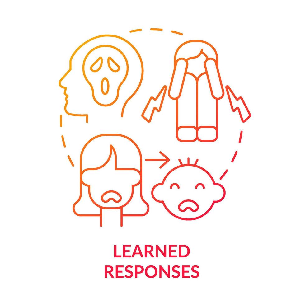 Learned responses red gradient concept icon. Childhood environment influence. Phobia cause abstract idea thin line illustration. Isolated outline drawing. vector