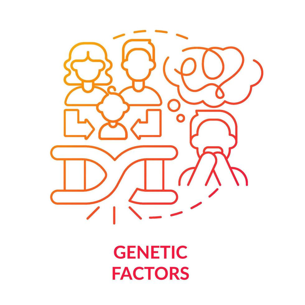 Genetic factors red gradient concept icon. Inherited anxiety disorder. Panic attack. Phobia cause abstract idea thin line illustration. Isolated outline drawing. vector