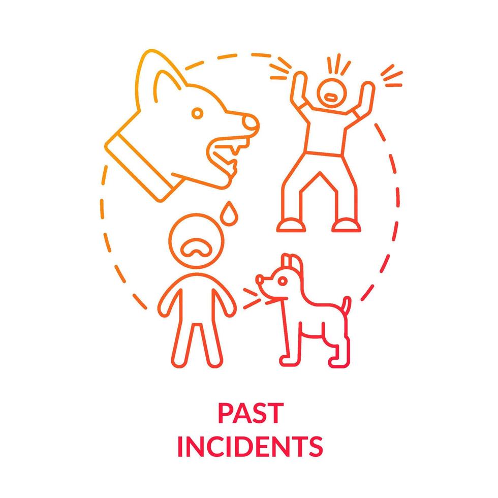 Past incidents red gradient concept icon. Traumatic experience anxiety and fears. Phobia cause abstract idea thin line illustration. Isolated outline drawing. vector
