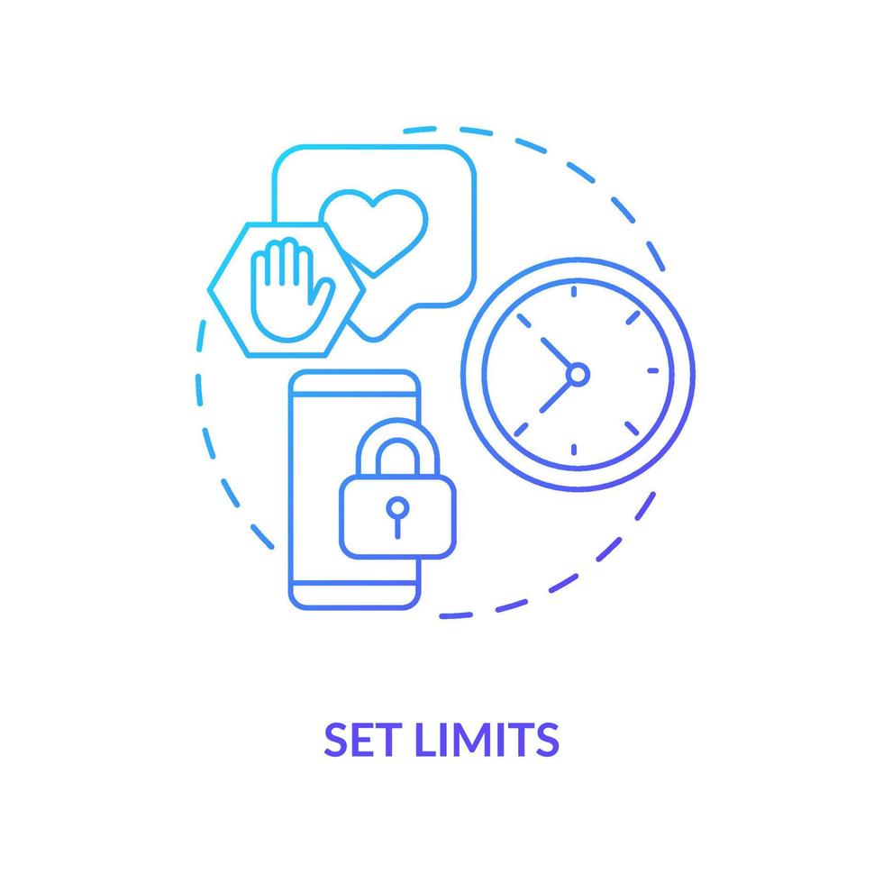 Set limits blue gradient concept icon. Time restrictions. Way to break social media addiction abstract idea thin line illustration. Isolated outline drawing. vector