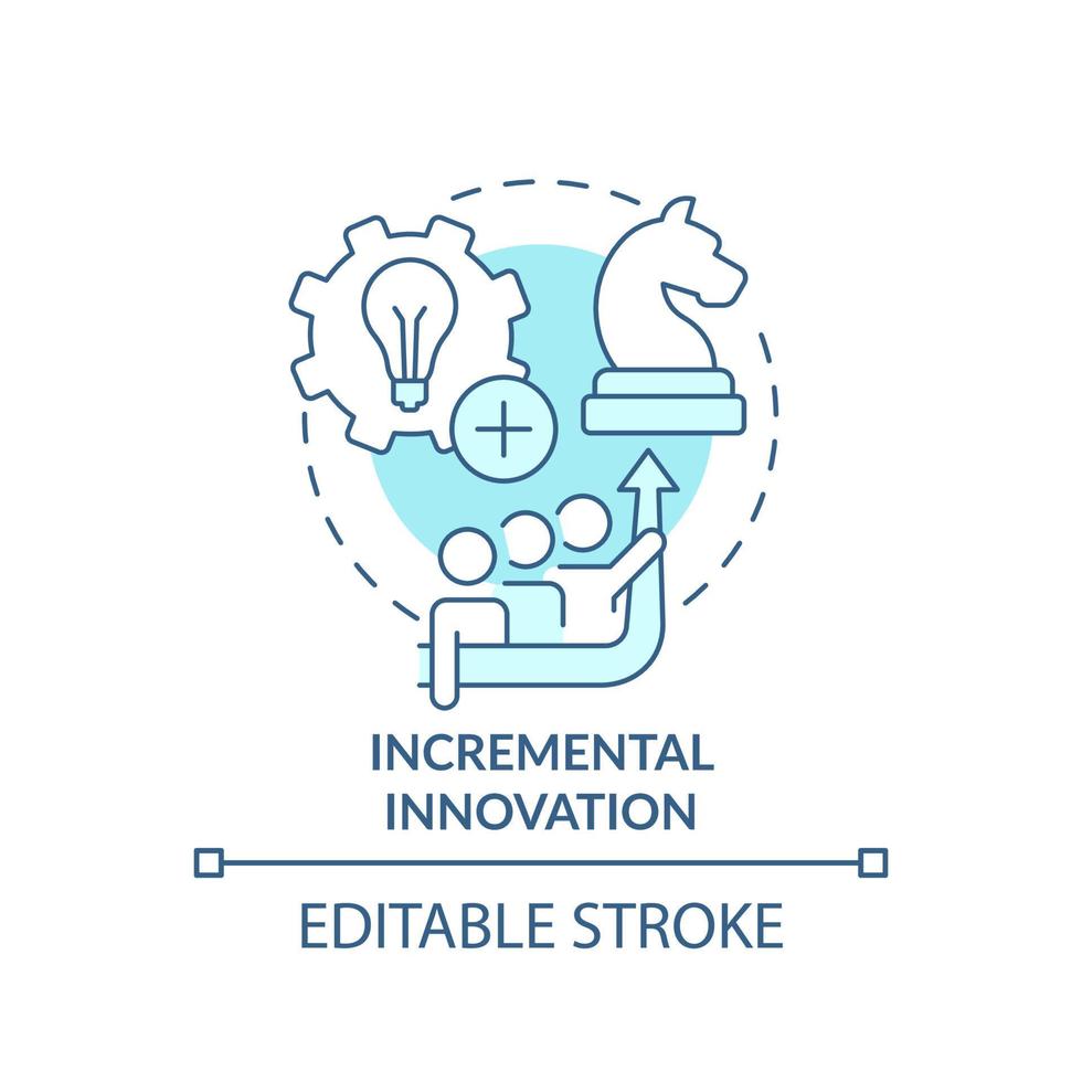 Incremental innovation turquoise concept icon. Innovation type abstract idea thin line illustration. Minor improvements. Isolated outline drawing. Editable stroke. vector