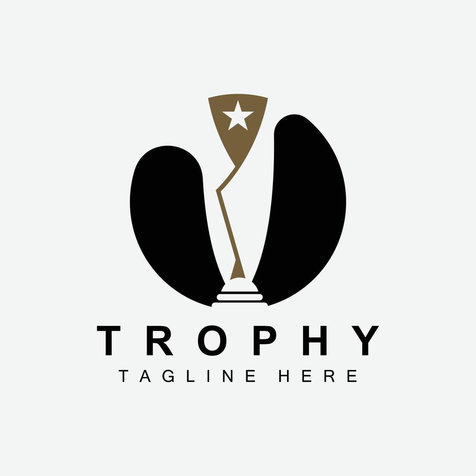 Trophy Logo Design, Award Winner Championship Trophy Vector, Success Brand vector