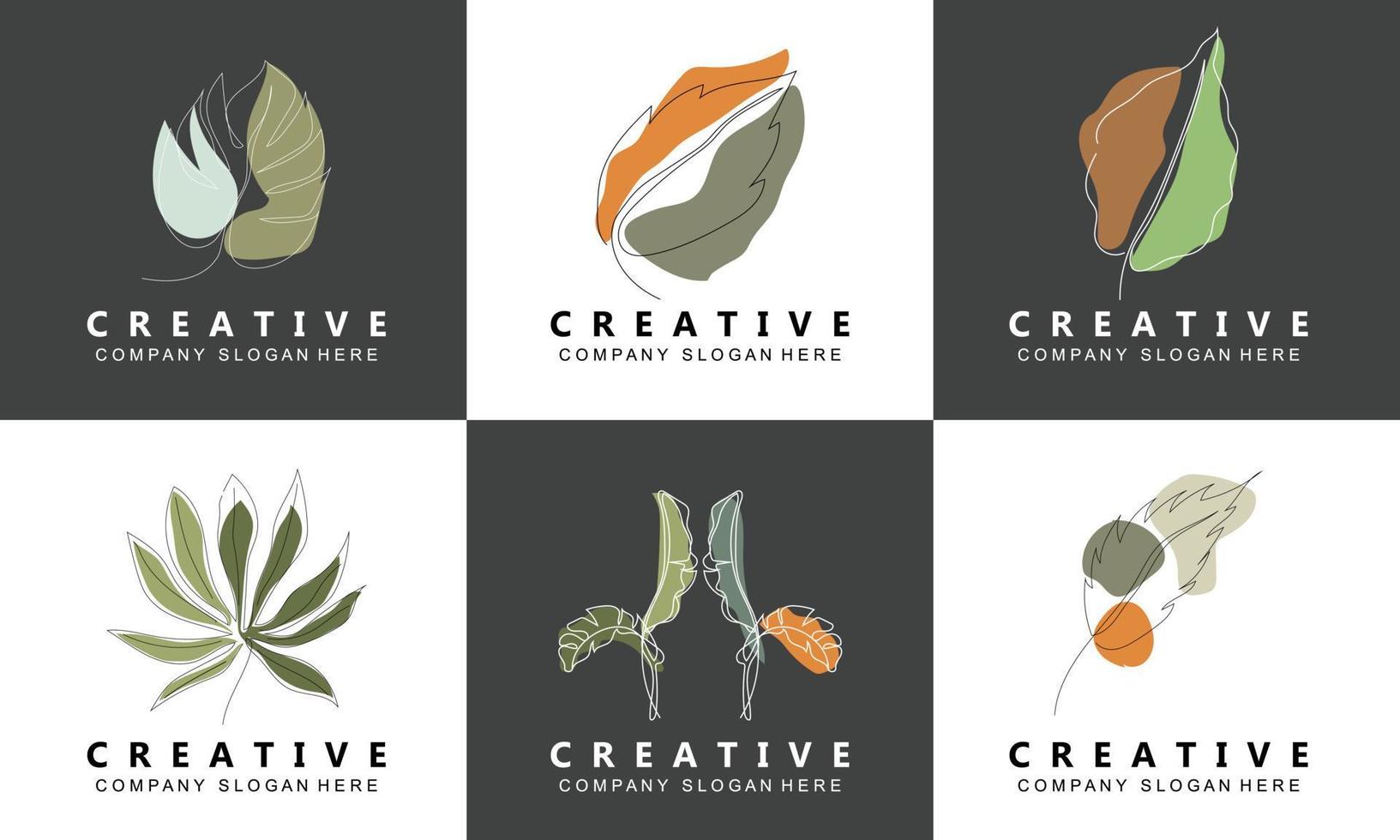 diseño de logotipo de hoja, vector con otros estilos, colección de conjuntos de ilustraciones de tipos de hojas