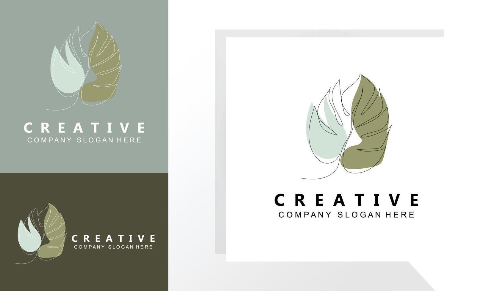 Leaf Logo Design, Vector With Other Styles, Illustration Set Collection Of Leaf Types