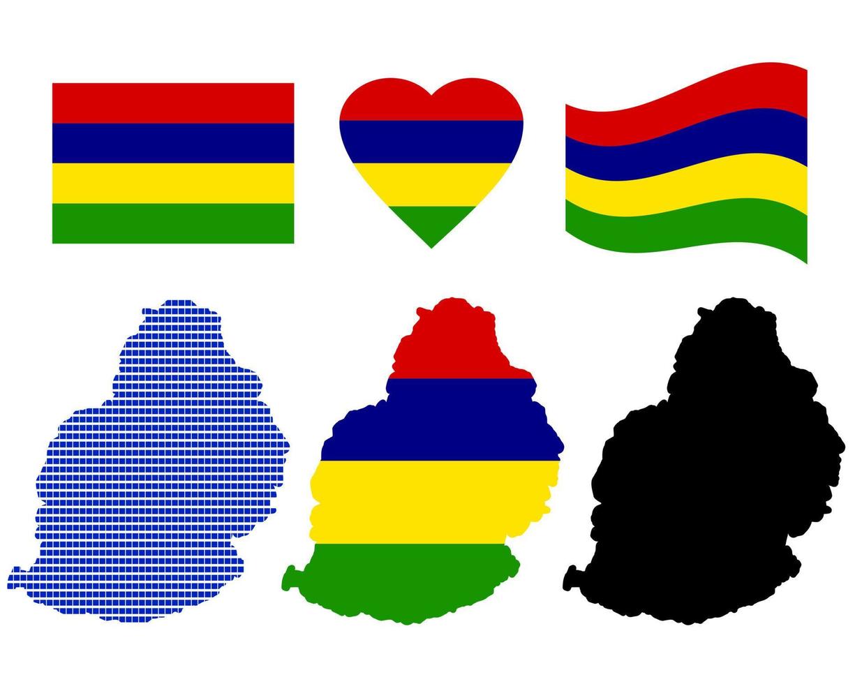 Mauritius map different types and symbols on a white background vector