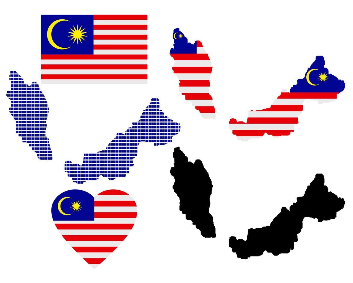 map of Malaysia and the different types of characters on a white background vector