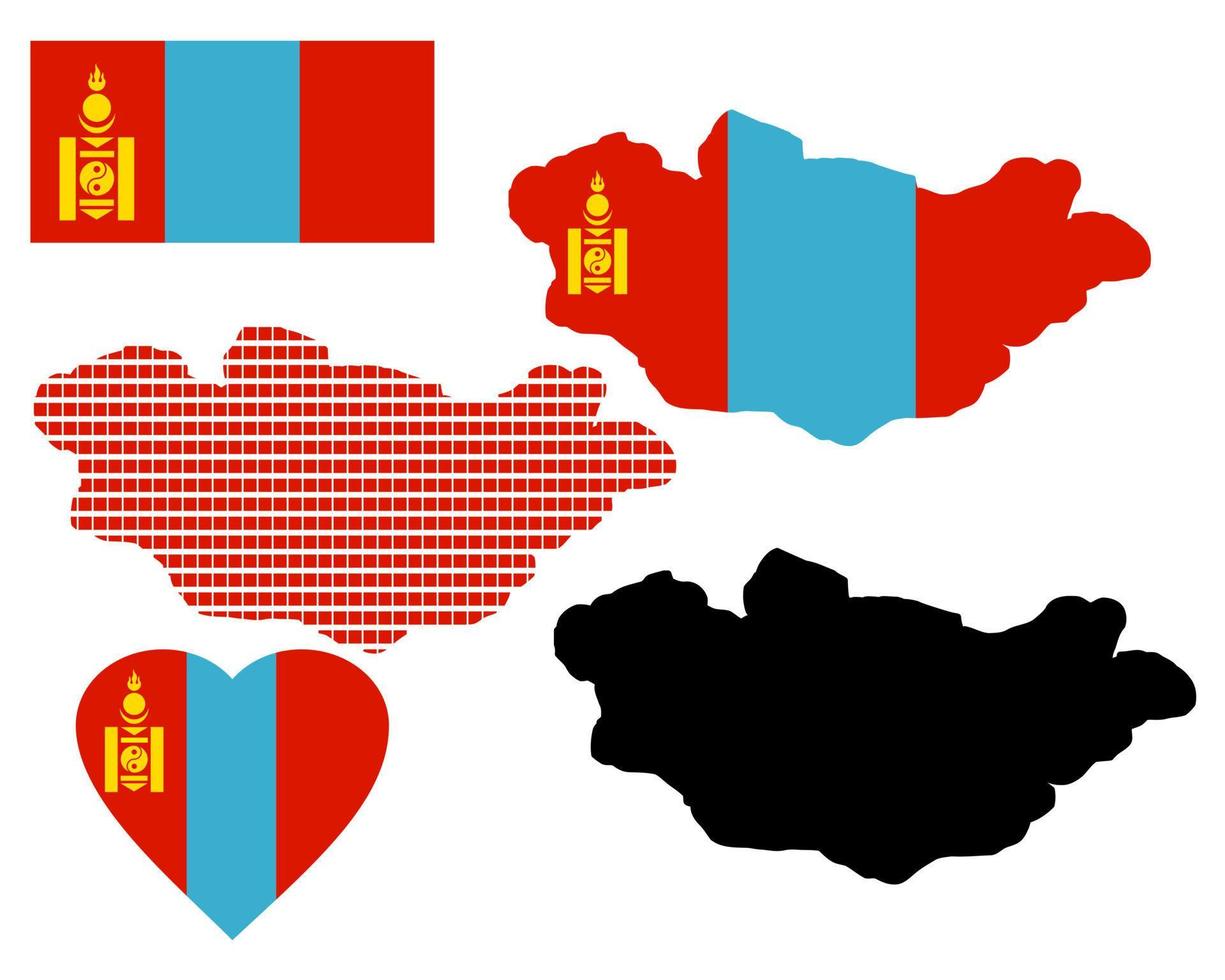 map of Mongolia and the different types of characters on a white background vector