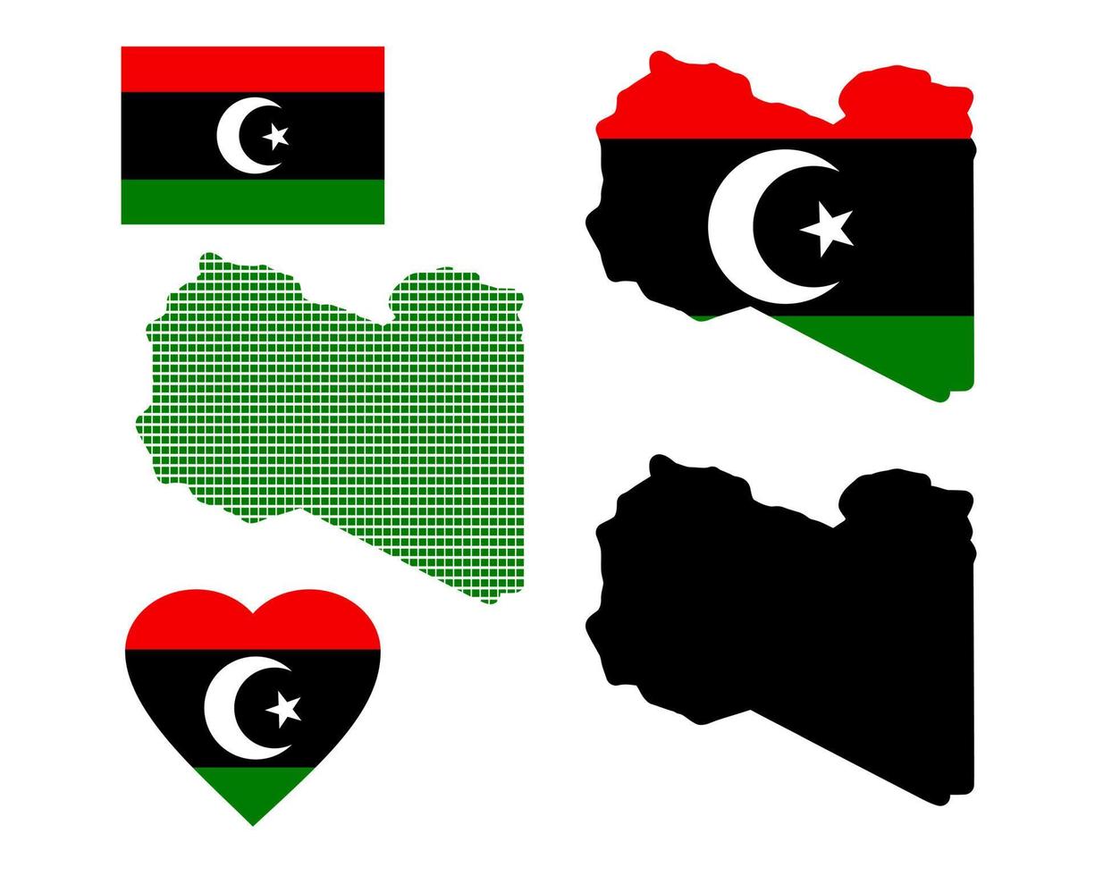 mapa de libia y los diferentes tipos de personajes sobre un fondo blanco vector