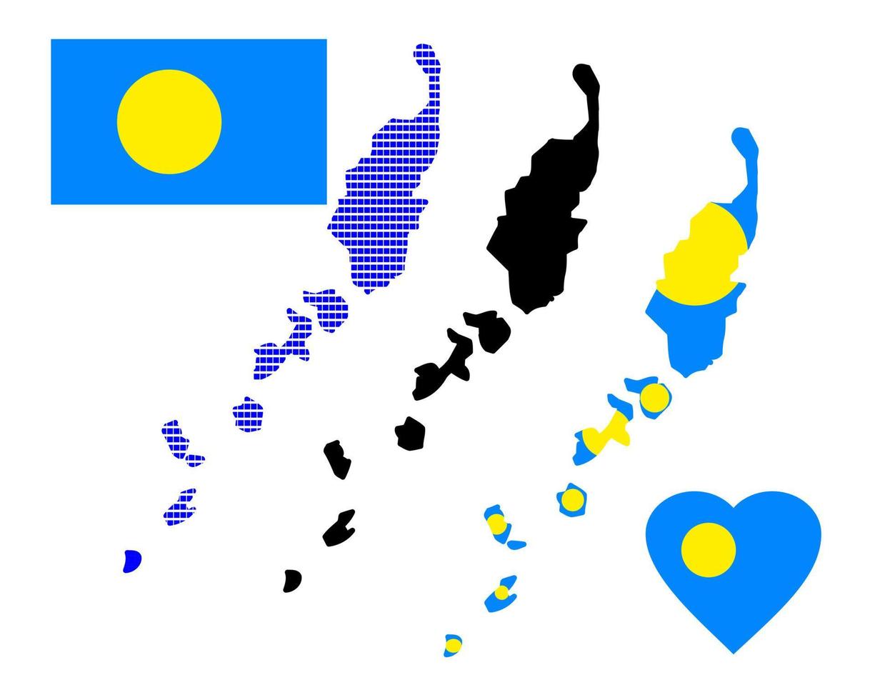 mapa palau diferentes tipos y símbolos sobre un fondo blanco vector