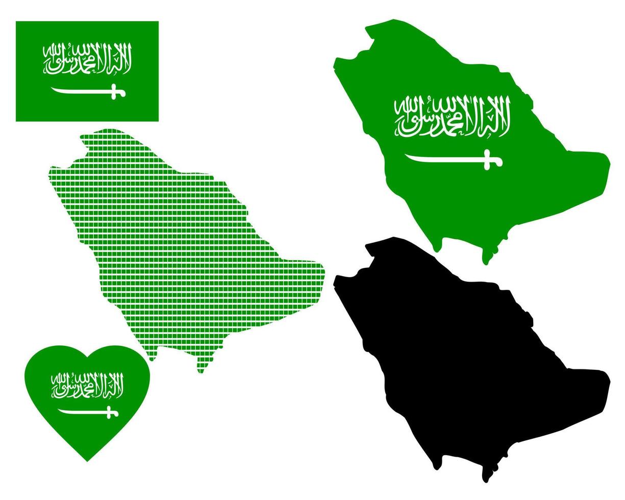 mapa de arabia saudita y los diferentes tipos de personajes sobre un fondo blanco vector