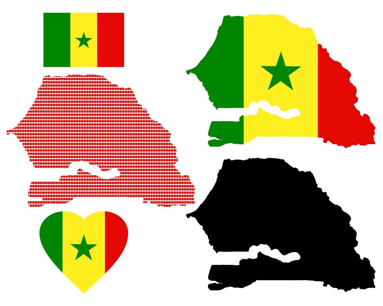 Map Senegal different types and symbols on a white background vector