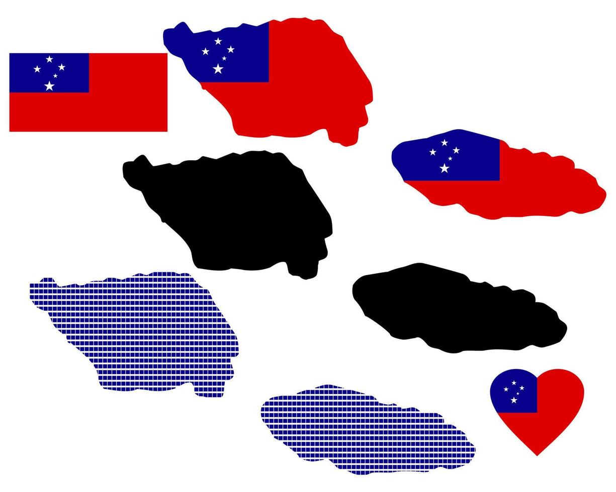 mapa samoa diferentes tipos y símbolos sobre un fondo blanco vector