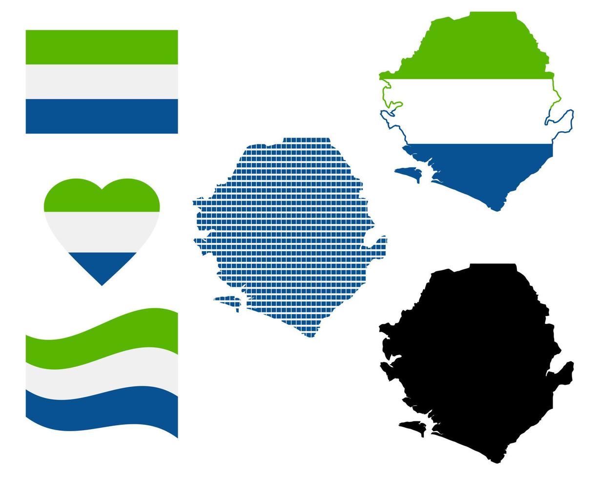 mapa de sierra leona y los diferentes tipos de caracteres sobre un fondo blanco vector