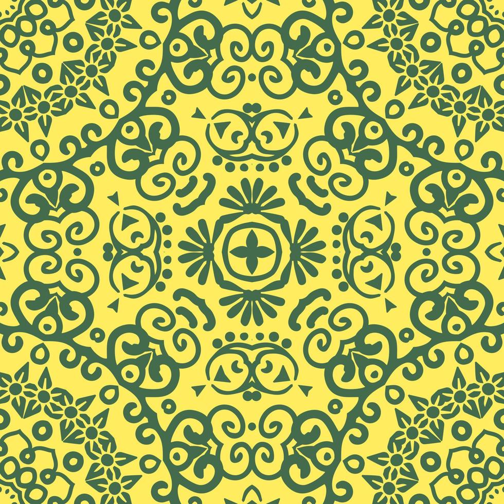 Floral seamless pattern with Mandala.Ethnic tiled ornament. Geometric print design. Vintage repeated background texture.Ceramic tiles texture. vector