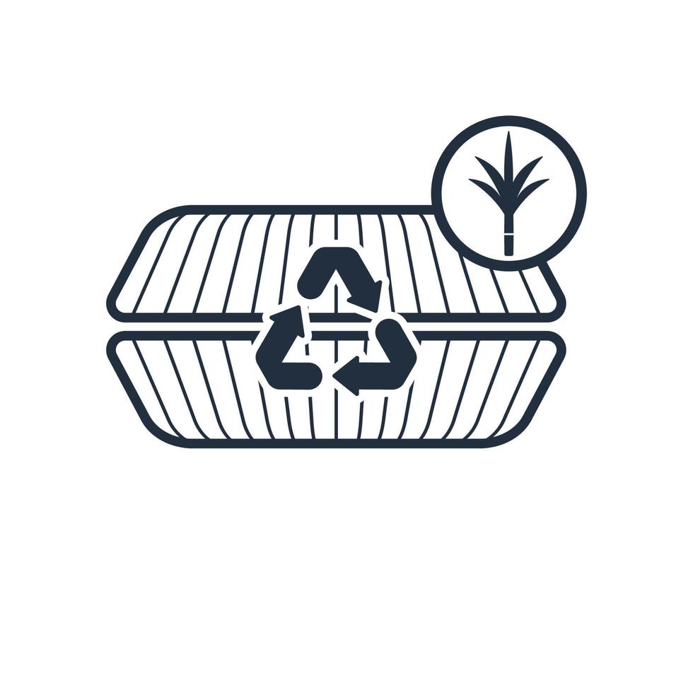 Recycled box made from sugar cane, icon. vector