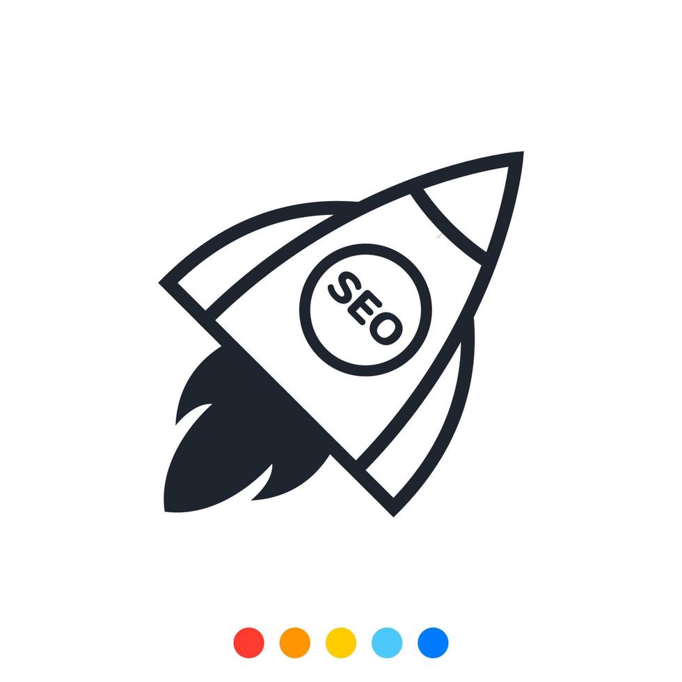 Search engine optimization rocket icon, Vector and Illustration.