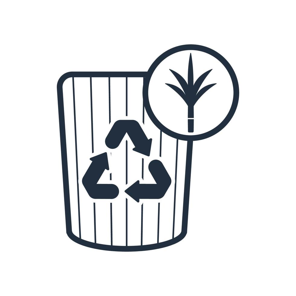 A water container made from recycled sugarcane, icon. vector