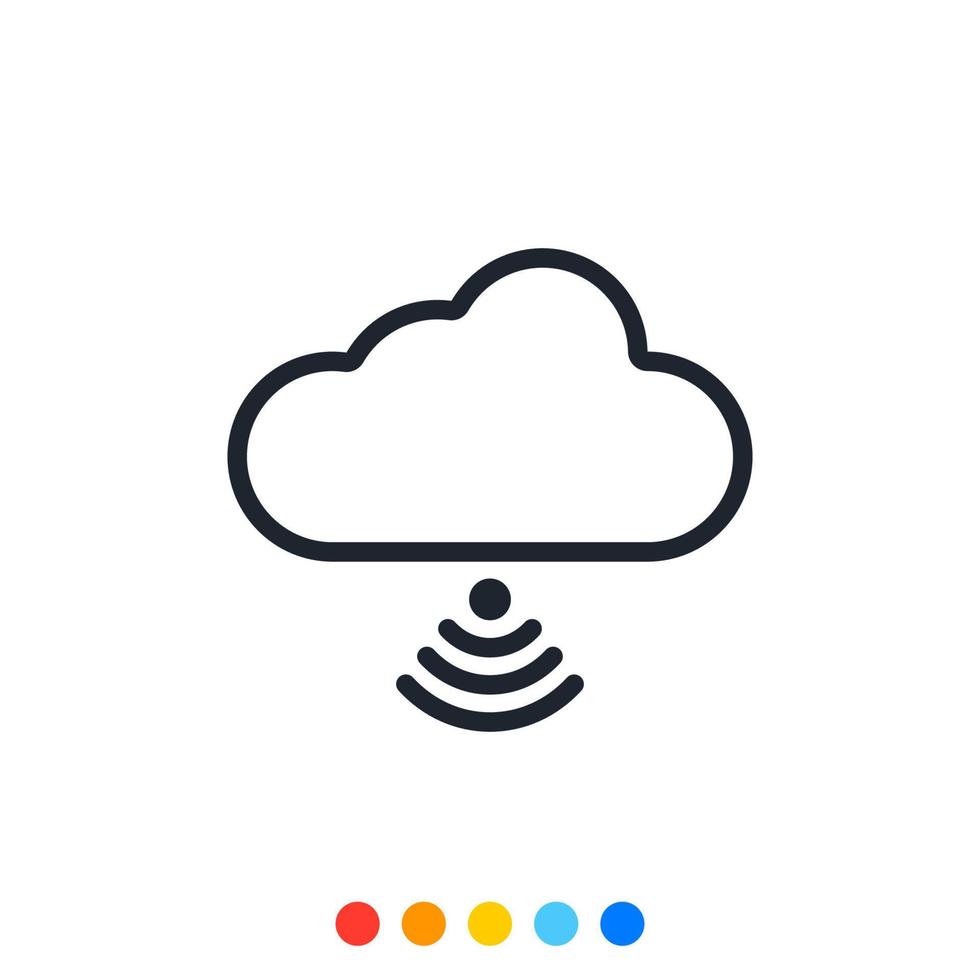 icono de nube y símbolo de señalización en línea, icono de internet de las cosas. vector