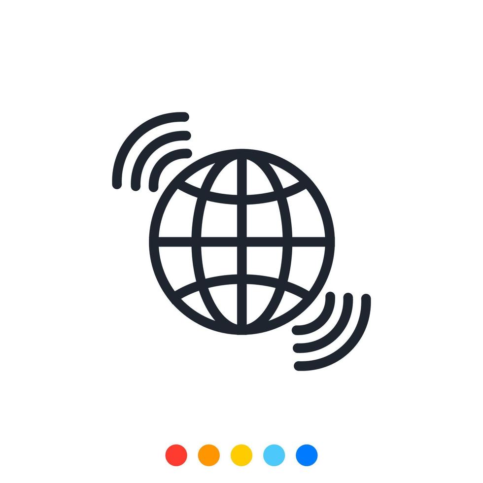 Globe and signal symbol, Vector and Illustration.