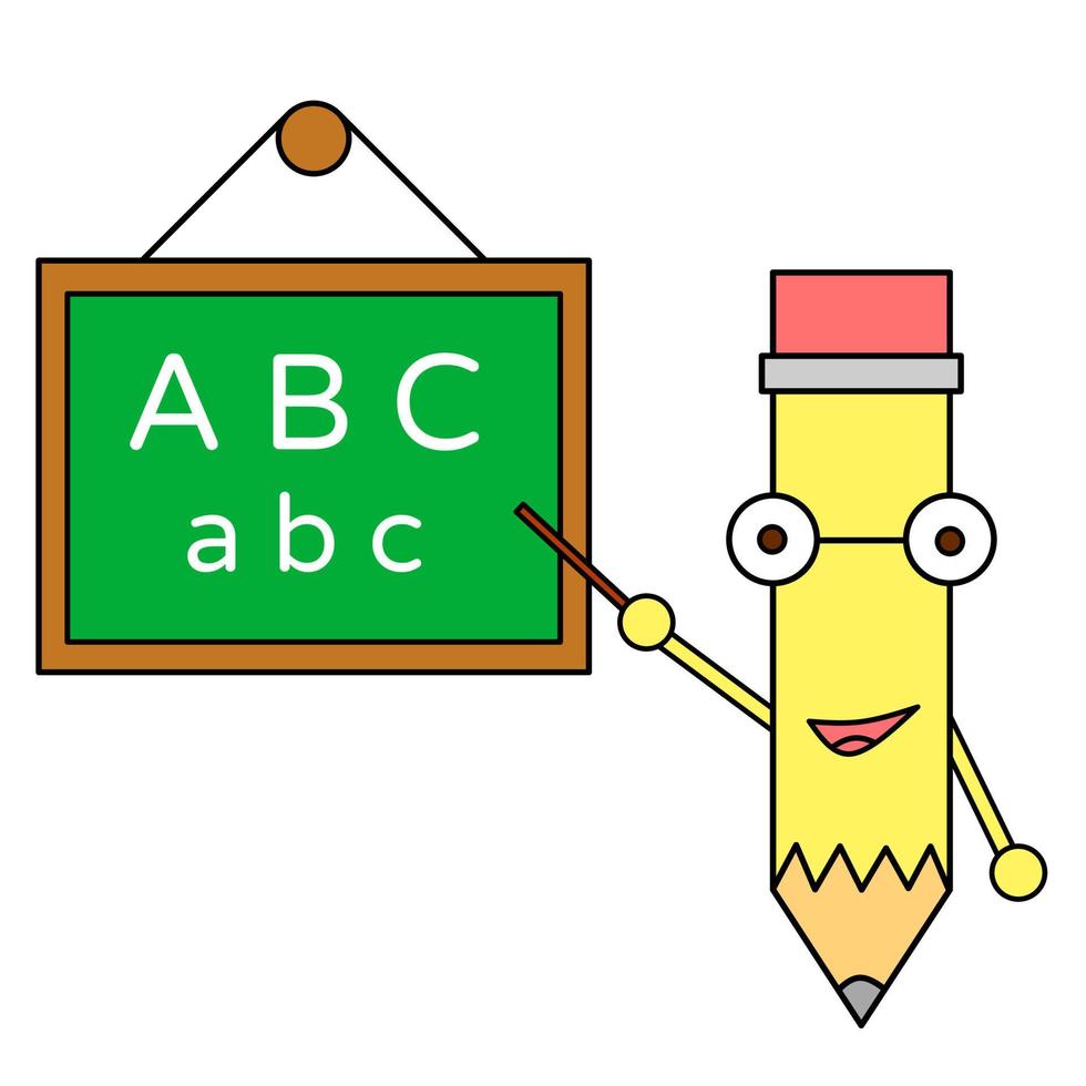 basic animation of a pencil teaching reading vector